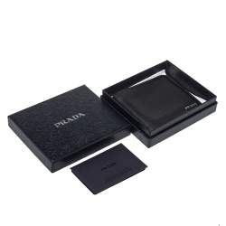Pre Owned Prada Black Saffiano Leather Bifold Wallet