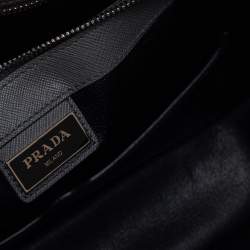 Prada Grey Saffiano Lux Leather Travel Briefcase 