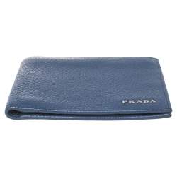 Prada Blue Leather Bifold Wallet 