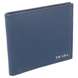 Prada Blue Leather Bifold Wallet 