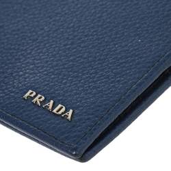 Prada Blue Leather Bifold Wallet 