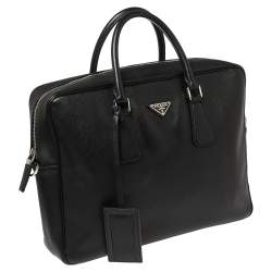 Prada Black Saffiano Leather Briefcase Laptop Bag