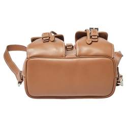 Prada Tan Leather Drawstring Backpack