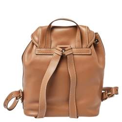 Prada Tan Leather Drawstring Backpack