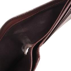 Pre Owned Prada Burgundy Saffiano Lux Leather Bifold Compact Wallet