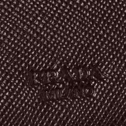 Pre Owned Prada Burgundy Saffiano Lux Leather Bifold Compact Wallet