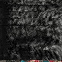Prada Black Ramage Print Saffiano Lux Leather Bifold Wallet