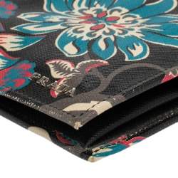 Prada Black Ramage Print Saffiano Lux Leather Bifold Wallet