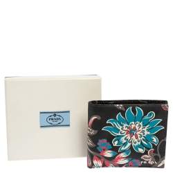 Prada Black Ramage Print Saffiano Lux Leather Bifold Wallet