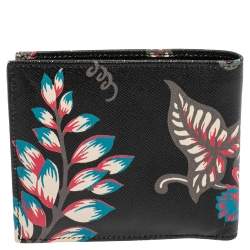 Prada Black Ramage Print Saffiano Lux Leather Bifold Wallet