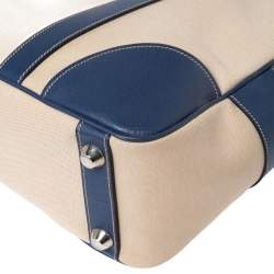 Prada Blue/Beige Canvas and Saffiano Leather Briefcase