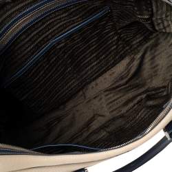 Prada Blue/Beige Canvas and Saffiano Leather Briefcase