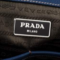 Prada Blue/Beige Canvas and Saffiano Leather Briefcase
