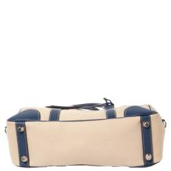 Prada Blue/Beige Canvas and Saffiano Leather Briefcase