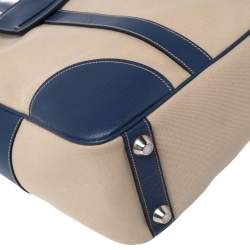 Prada Blue/Beige Canvas and Saffiano Leather Briefcase