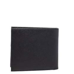Prada Black Saffiano Leather Bi Fold Wallet 