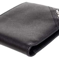 Prada Black Saffiano Leather Bi Fold Wallet 