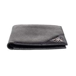 Prada Black Saffiano Leather Bi Fold Wallet 