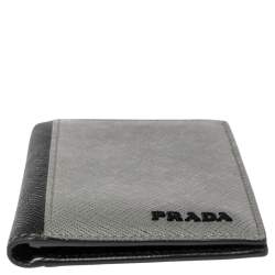 Prada Grey/Black Saffiano Leather Card Holder