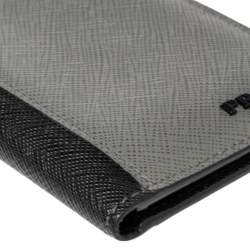 Prada Grey/Black Saffiano Leather Card Holder