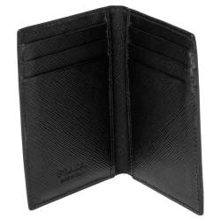 Prada Grey/Black Saffiano Leather Card Holder