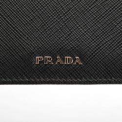 Prada Black Calfskin Leather Saffiano Bi-fold Wallet