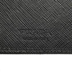 Prada Black Calfskin Leather Saffiano Bi-fold Wallet