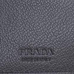 Prada Grey Vitello Grain Leather Bifold Wallet