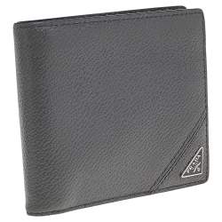 Prada Grey Vitello Grain Leather Bifold Wallet
