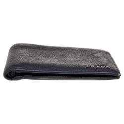 Pre Owned Prada Black Saffiano Leather Bifold Wallet  