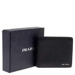 Pre Owned Prada Black Saffiano Leather Bifold Wallet  