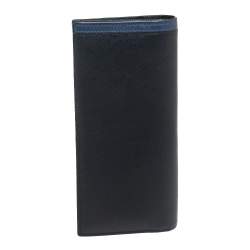 Prada Black/Blue Saffiano Leather Bifold Wallet