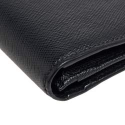 Prada Black/Blue Saffiano Leather Bifold Wallet