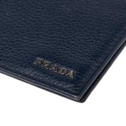 Prada Blue Leather Bifold Wallet