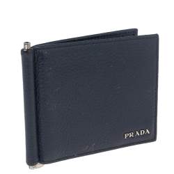 Prada Blue Leather Bifold Wallet