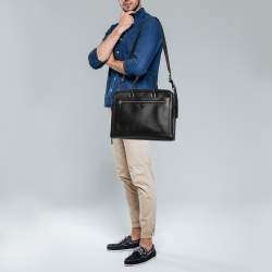 Prada Black Saffiano Travel Leather Business Bag