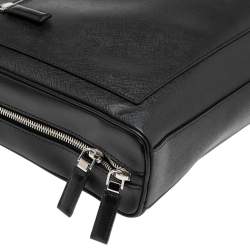 Prada Black Saffiano Travel Leather Business Bag