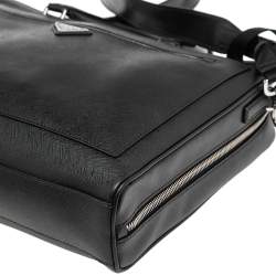 Prada Black Saffiano Travel Leather Business Bag