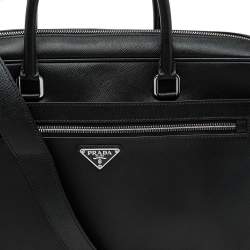 Prada Black Saffiano Travel Leather Business Bag