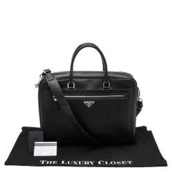 Prada Black Saffiano Travel Leather Business Bag
