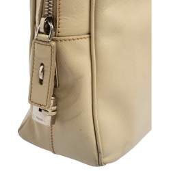 Prada Cream Saffiano Lux Leather Laptop Bag