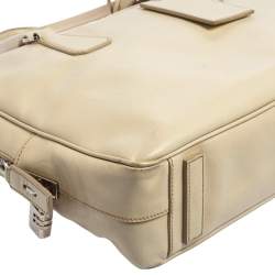 Prada Cream Saffiano Lux Leather Laptop Bag