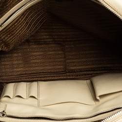 Prada Cream Saffiano Lux Leather Laptop Bag