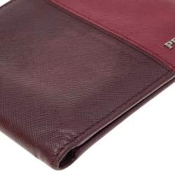 Pre Owned Prada Burgundy/Red Saffiano Lux Leather Bifold Wallet