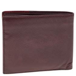 Pre Owned Prada Burgundy/Red Saffiano Lux Leather Bifold Wallet