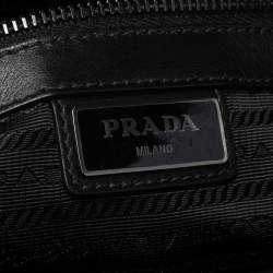 Prada Dark Brown Leather Top Zip Weekender Bag