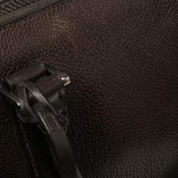 Prada Dark Brown Leather Top Zip Weekender Bag
