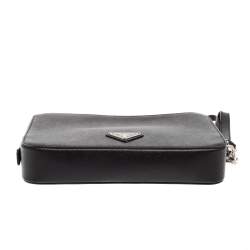 Prada Black Saffiano Leather Portfolio Wristlet Clutch