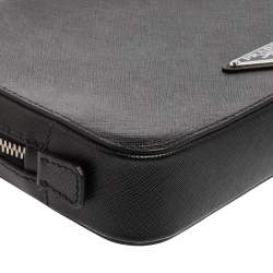 Prada Black Saffiano Leather Portfolio Wristlet Clutch
