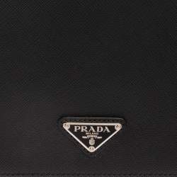 Prada Black Saffiano Leather Portfolio Wristlet Clutch